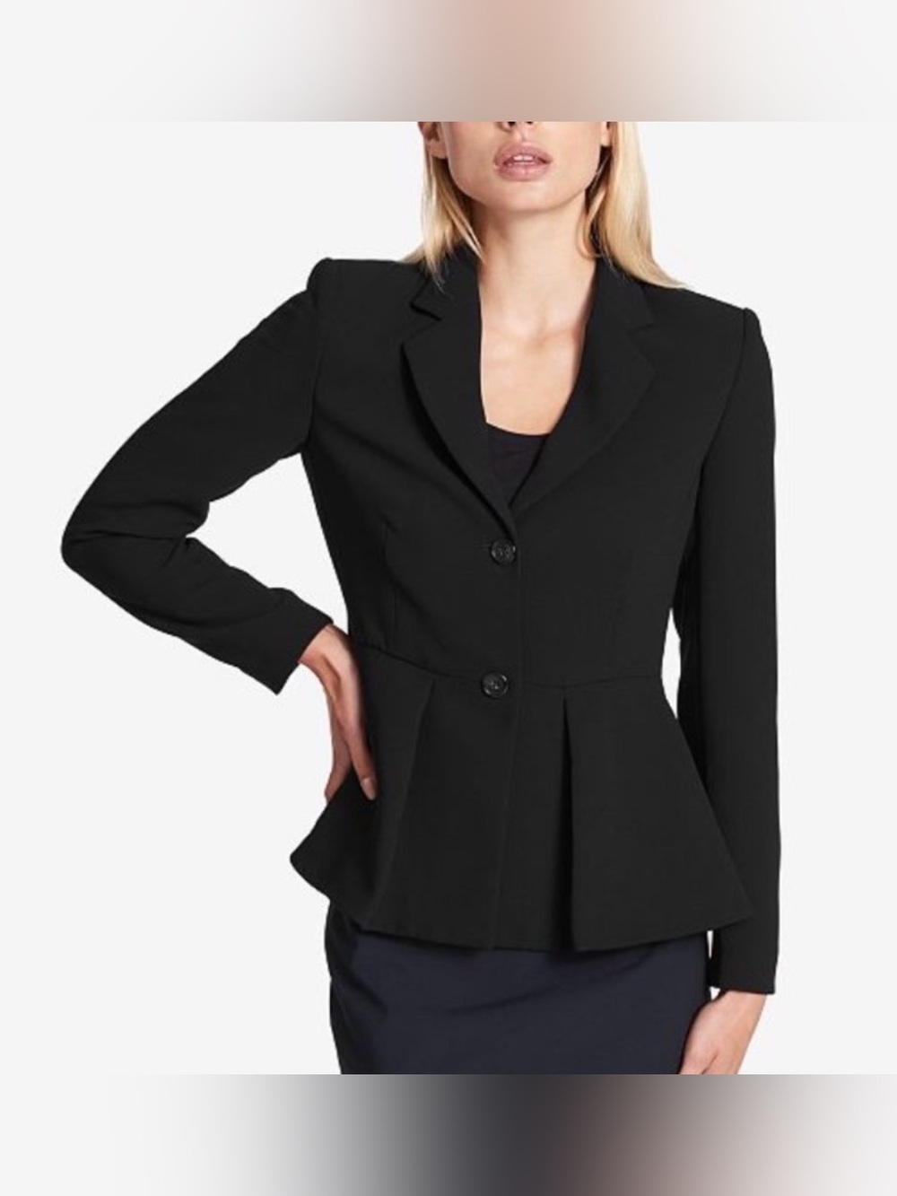NWT DKNY black nipped waist peplum blazer 6 S
